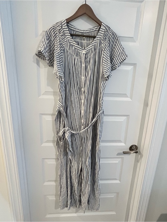 Max Studio Pants - Max Studio Striped Jumpsuit White Blue Size XL